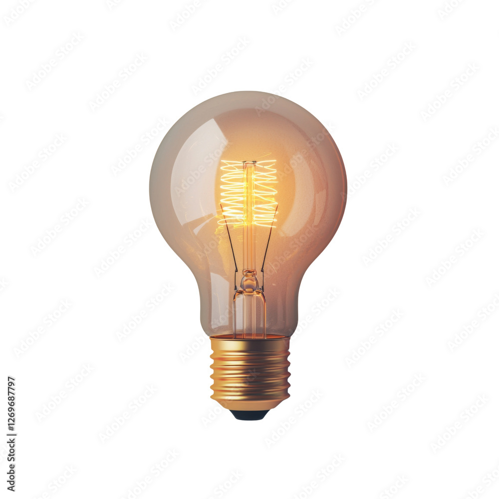 Poster glowing vintage light bulb with warm filament, showcasing its elegant design and soft illumination, 