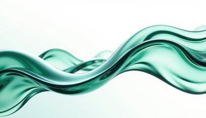Mesmerizing Abstract Digital Art: Green Liquid Wave Against White Background. A close up of a green wave on a white background.