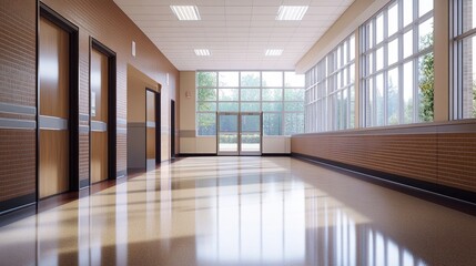 Long Hallway with Windows