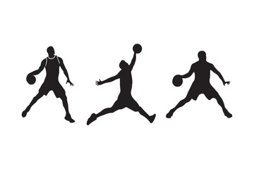 Basketball player silhouette vector illustration on white background