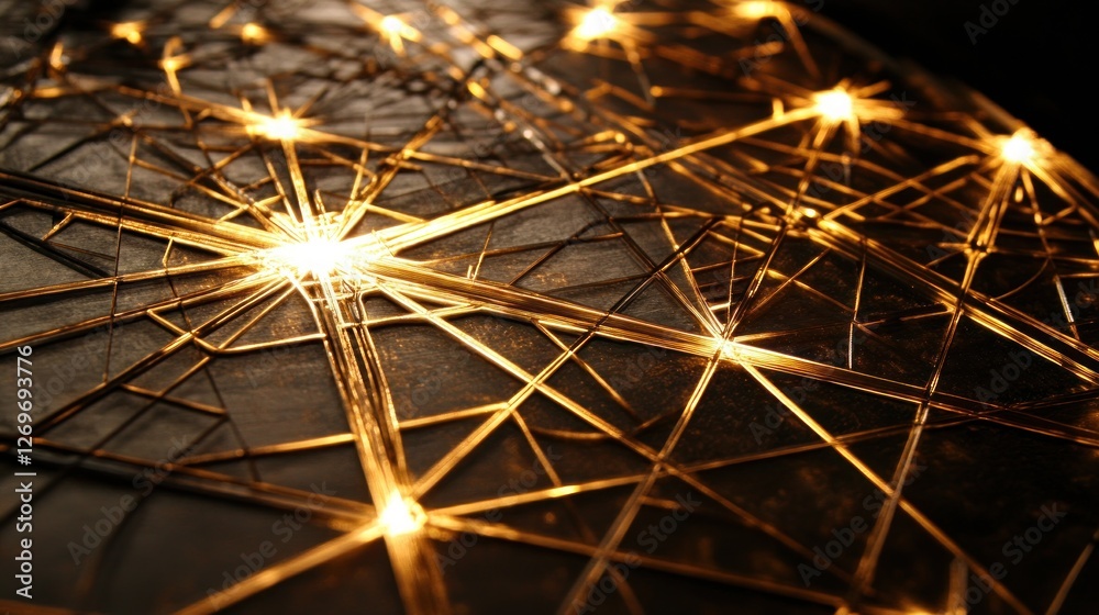 Aufkleber illuminated geometric structure with golden lines