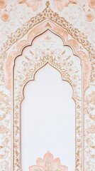 Traditional Indian Mughal art inspired Wedding Card Design, Invitation template.