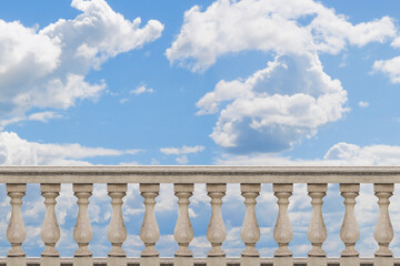 Old classic stone italian balustrade and cloudy sky - concept with copy space