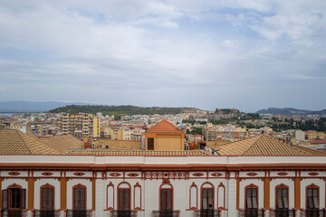 The city center in Cagliari in Europe, Italy, Sardinia, Cagliari, in summer, on a sunny day.