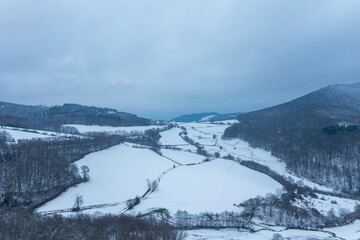 The Morvan under the snow in Europe, France, Burgundy Franche Comte, Saone et Loire, Saint Prix, in summer, on a sunny day.