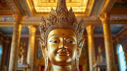 Obraz premium Majestic Golden Statue with Crown and Intricate Details Design