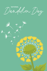 National Dandelion Day minimalistic poster flat vector illustration