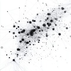 Abstract neural network visualization with black dots and lines on white background