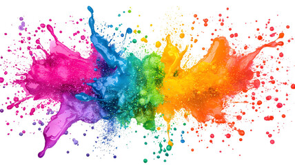 Fototapeta premium Color splash, stain brush, brush, Bright colorful watercolor splash splatter stain brush, Color powder splash, Bright colorful watercolor splash splatter stain brush strokes on transparent background.