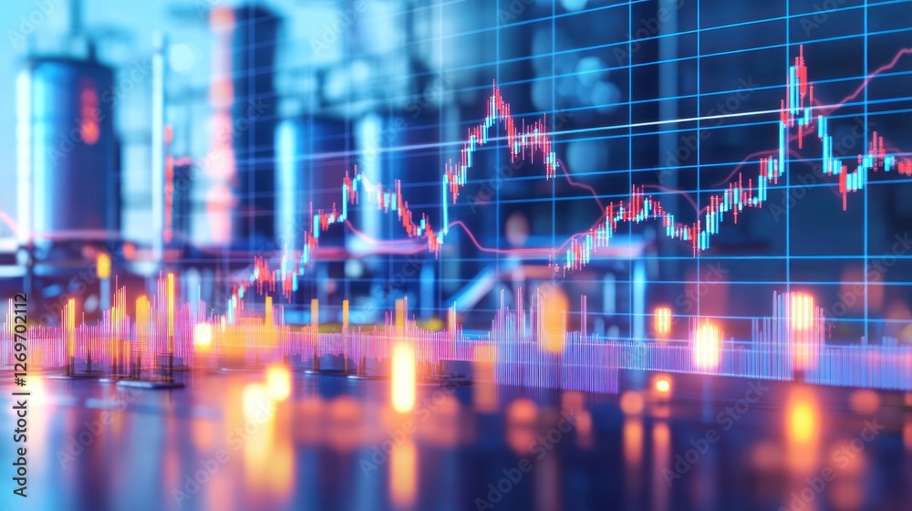 Poster financial market data graph showing stock trends and indicators