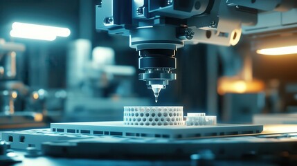 Fototapeta premium Precision CNC Milling Process Creating Intricate Plastic Components in a High-Tech Manufacturing Environment