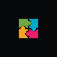 Colorful Puzzle Pieces Logo &ndash; Vector Icon for Teamwork, Connection, and Collaboration
