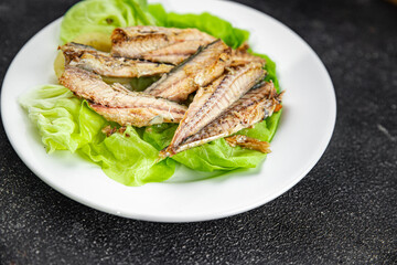 mackerel can fish seafood salad fresh tasty food dish gourmet food background on the table rustic...