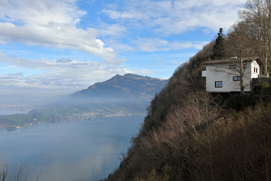 Mountain house on Mount Burgenstock overlooking Lake Lucerne. Canton of Nidwalden, Switzerland