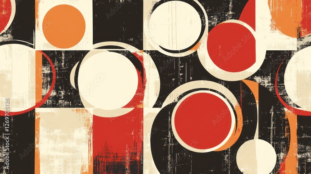 Aufkleber Abstract Geometric Pattern with Circles and Squares