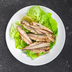 mackerel can fish seafood salad fresh tasty food dish gourmet food background on the table rustic food top view copy space keto and paleo diet vegetarian  food pescetarian diet