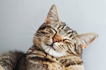 Obraz premium The tabby cat meows. Generative AI