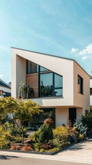 Modern Suburban Home with Unique Angular Design and Landscaping