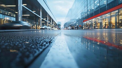 Obraz premium Modern Urban Street with Smooth Asphalt and Reflections