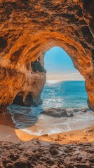 Stunning Natural Rock Formation Featuring Deep Cavern and Ocean View