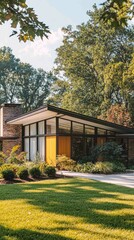 Fototapeta premium Nostalgic Mid-Century Modern Home with Angular Design Elements