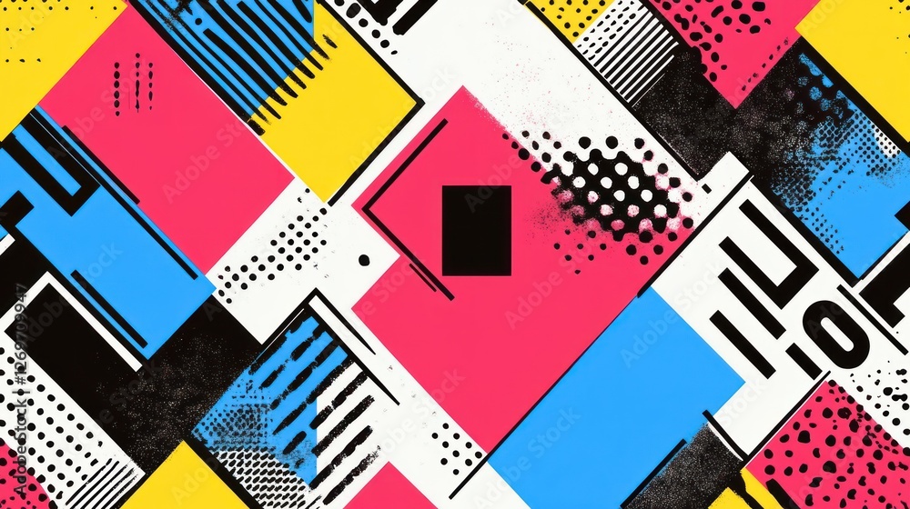 Poster abstract geometric design with bold colors and shapes