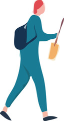 young man walking on road