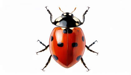 beautiful ladybug from above transparent or isolated on white