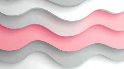 Obraz premium Smooth layered background with wavy pink and gray elements in modern design copy space