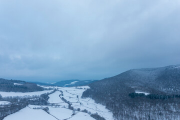 The Morvan under the snow in Europe, France, Burgundy Franche Comte, Saone et Loire, Saint Prix, in summer, on a sunny day.