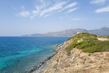 Fototapeta premium Capo Carbonara in Cala Caterina in Europe, Italy, Sardinia, Cala Caterina, in summer, on a sunny day.