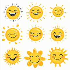 Illustration vector set of Sunny smile funny