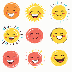 Illustration vector set of Sunny smile funny