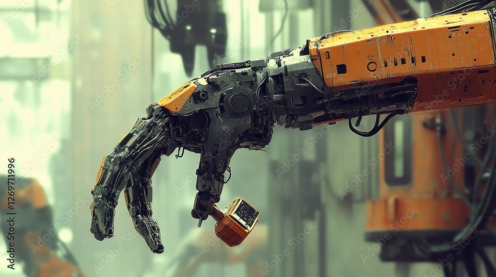 Poster Robotic Arm Carefully Handling A Small Object