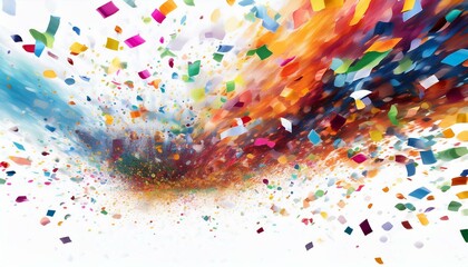 Fototapeta premium colorful confetti falling downwards isolated tansparent white background