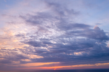 Sunset over the Mediterranean Sea in Europe, Italy, Sardinia, in summer on a sunny day.