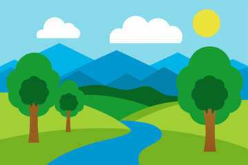Fototapeta premium summer landscape with trees