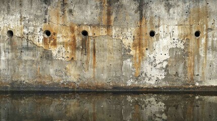 Weathered and Reflective Wall with Marks and Textures