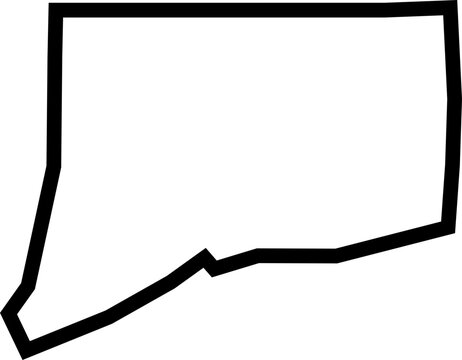 Connecticut State Outline Map &ndash; Blank Vector Contour, USA