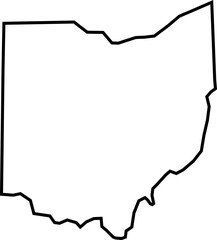 Outline Map with the flag of the State of Ohio / United States of America / Columbus / Cleveland / Cincinnati / Toledo / Akron / Dayton / Parma / Canton (Printable, Canva, PowerPoint)