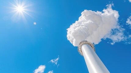 Fototapeta premium Industrial smokestack against a clear sky. Possible use Environmental awareness