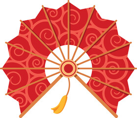 Handheld red asian fan vector illustration © Pavlo Syvak
