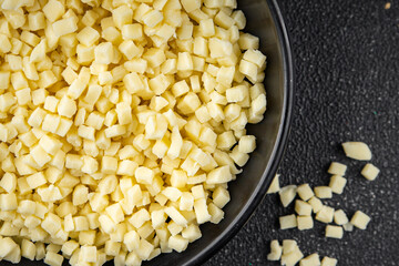 mozzarella cheese grated for pizza cheese fine tasty food dish gourmet food background on the table rustic food top view copy space