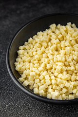 mozzarella cheese grated for pizza cheese fine tasty food dish gourmet food background on the table rustic food top view copy space