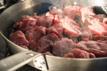 Red meat in a pan