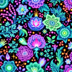 Vibrant Spring Floral Pattern &ndash; Colorful Blooming Flowers Design