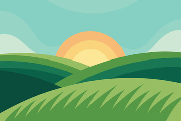 Fototapeta premium landscape with green grass and blue sky