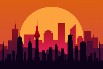 Fototapeta premium chicago skyline at sunset