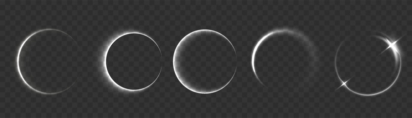 Light white circle. Ring light effect of white line. Abstract white light vector flare semicircle and spark light effect.