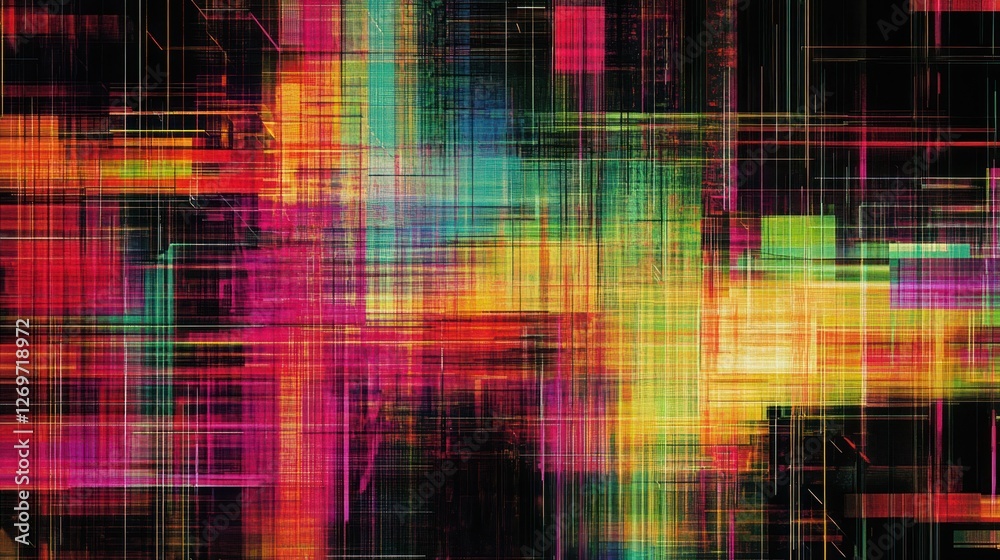 Aufkleber Abstract Colorful Intersecting Lines Grid Pattern